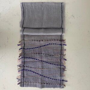 Asian Eye Boho Linen Scarf Handcrafted in India Lavender Grey Tan Blush Sz OS